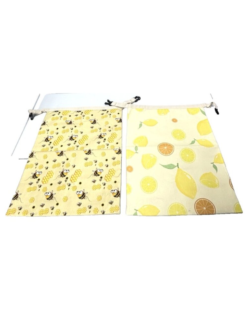 Reusable Bread Bags Beeswax Lining- Bees & Lemons, Bread Storage Produce**READ*